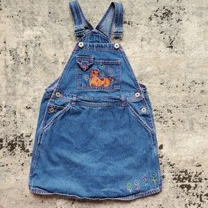 Vintage 2001 Cartoon Network Scooby Doo Girls Denim Jean Overall Dress Size 7-8